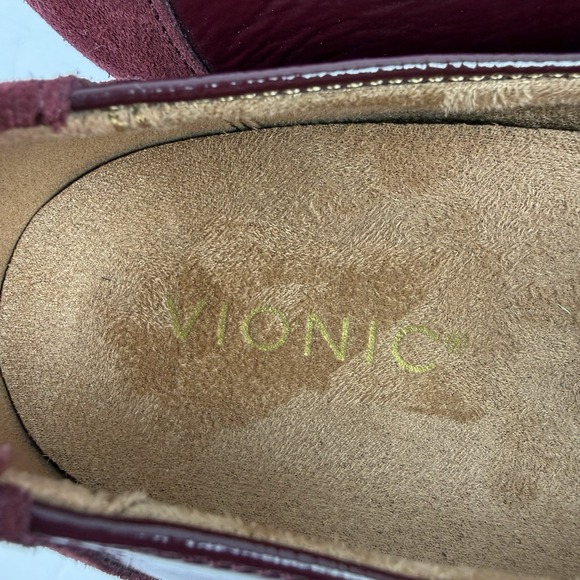 Vionic Kensley Loafer 9.5 Red Burgundy Patent Leather Slip On Platform Shoes - Picture 3 of 9